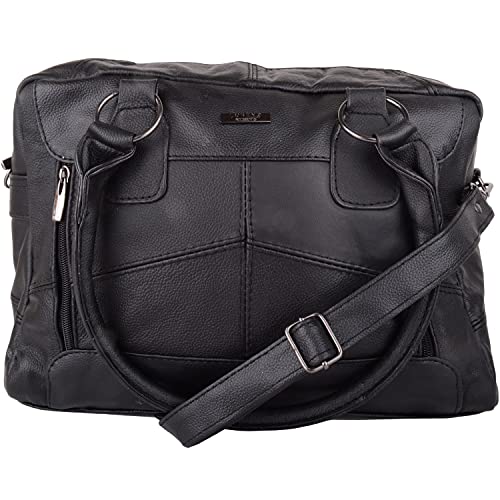 Valita Große Damen-Handtasche aus echtem Leder mit abnehmbarem Riemen, Schwarz - Schwarz - Größe: Einheitsgröße von Valita