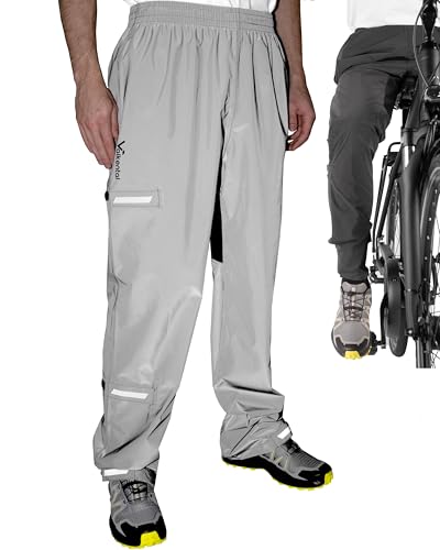 Valkental® Ultimative Regenhose für Radfahrer – Unisex – Leichte Überhose mit innovativem Klettsystem – 10.000mm Wassersäule – Verstellbare Weite & Länge – Reflektierende Fahrradhose Damen & Herren von Valkental