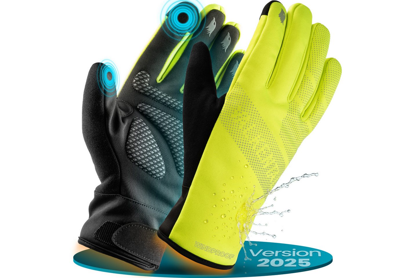 Valkental Fahrradhandschuhe Winterhandschuhe & Übergangshandschuhe mit Touchscreen Funktion atmungsaktiv, winddicht & wasserdicht von Valkental