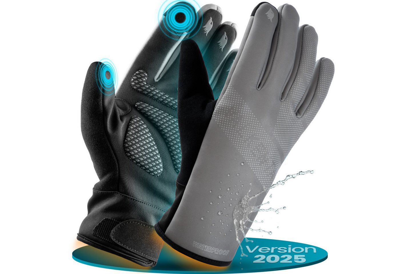 Valkental Fahrradhandschuhe Winterhandschuhe & Übergangshandschuhe mit Touchscreen Funktion atmungsaktiv, winddicht & wasserdicht von Valkental