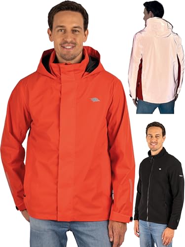 Valkental - Reflektierende & Wasserdichte 3in1 Jacke Herren [Fleece Zipp-In & Verstaubare Kapuze] Geeignet als Winterjacke, Regenjacke & Fahrradjacke - 10.000mm Wassersäule - Doppel Reißverschluss von Valkental