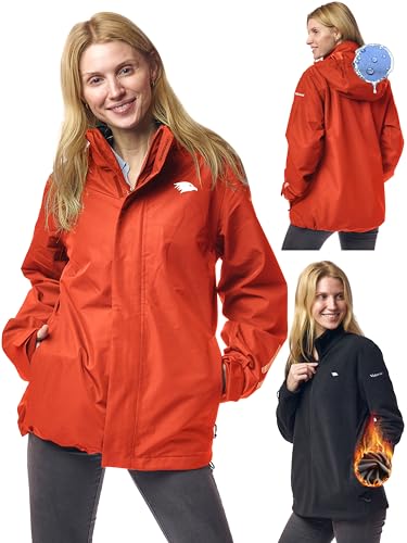 Valkental - Wasserdichte 3in1 Jacke Damen - Mit Fleece Zipp-In & Verstaubarer Kapuze - Geeignet als Winterjacke, Regenjacke & Fahrradjacke von Valkental