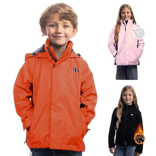 Valkental - Wasserdichte 3in1 Jacke Kinder mit Fleece Zipp-In | Jungen & Mädchen | Geeignet als Winterjacke, Regenjacke & Fahrradjacke von Valkental