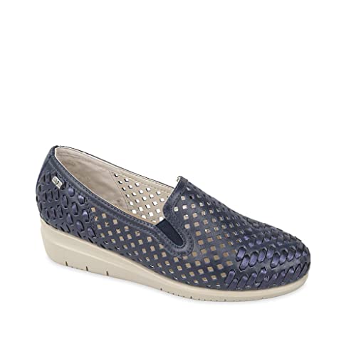 VALLEVERDE Damenschuh aus blauem Leder mit Löchern VS10501-NAVY 37 EU von Valleverde