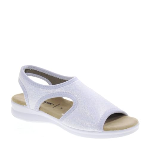 Valleverde 25322A Sandalen Komfort Damen Leinwand Weiß Keilabsatz 3 cm Gummisohle, Weiß, 38 EU von Valleverde
