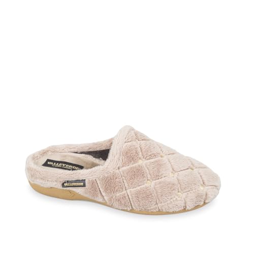 Valleverde Damen Winter Pantoletten mit rutschfestem Gummi, 26120, cremefarben, 39 EU von Valleverde