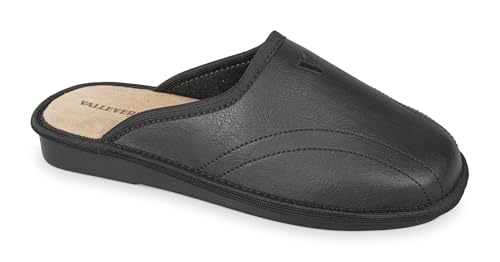Valleverde Herren-Hausschuhe 37872, Leder, Schwarz oder Blau, Freizeitschuhe, Schwarz , 41 EU von Valleverde