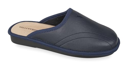 Valleverde Herren-Hausschuhe 37872, Leder, Schwarz oder Blau, Freizeitschuhe, blau, 40 EU von Valleverde