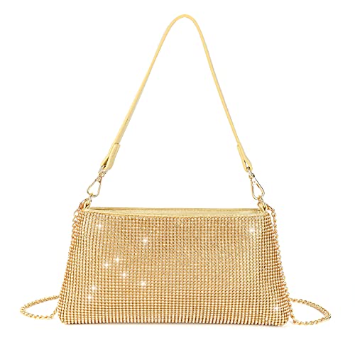 Valleycomfy Damen Clutch Gold Elegante Brauttasche Diamant Handtasche Hochzeit Abendtasche Klatsch Tasche Cluthes von Valleycomfy