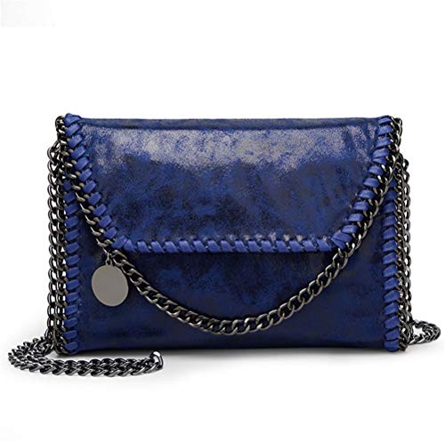 Valleycomfy Damen Handtaschen Clutches Elegante Schultertasche Handtasche Metallic Kette Riemen PU Leder Cross Body Taschen (Blau Neu) von Valleycomfy