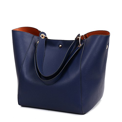 Valleycomfy Damen Tasche Einkaufstasche Pu Leder Handtasche Schultertasche (Blau) von Valleycomfy
