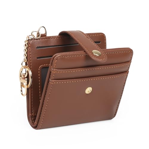 Valleycomfy Geldbörse Damen Kleine, PU Leder Geldbörse Damen, RFID Portemonnaie Brieftasche mit Reißverschluss (Braun) von Valleycomfy