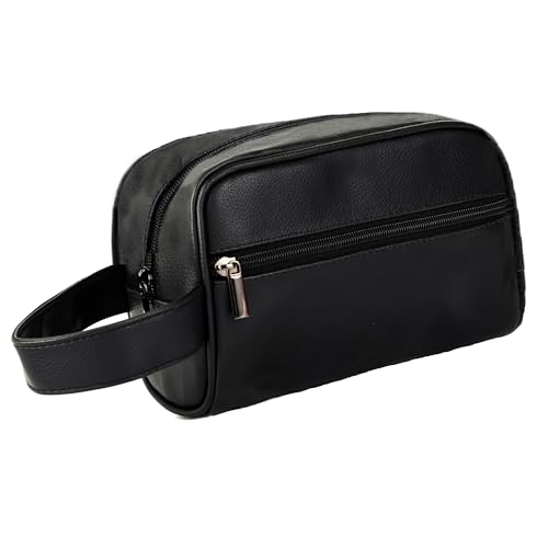 Valleycomfy Handgelenk-Clutch für Herren und Damen, kleine weiche Handtasche für Damen und Herren mit Riemen, Reise-Beauty-Case, Damen-Pochette Kosmetiktasche, Schwarz von Valleycomfy