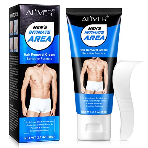 Intim Haarentfernungscreme, Sanfte Intim Enthaarungscreme für Den Intimbereich und Empfindliche Haut Haarentfernung für Männer, Schnelle und Effektive Hair Removal Cream in nur 6-8 Minuten, 2.1oz von Valleylux