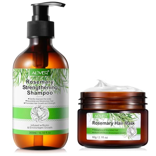 Rosmarin Shampoo mit Rosmarin Haarmaske Set, Veganes Rosmarin Shampoo für Haarwachstum, Rosmarinöl Shampoo und Rosmarin Maske gegen Haarausfall, Reinigt und Stärkt das Haar für Frauen und Männer von Valleylux