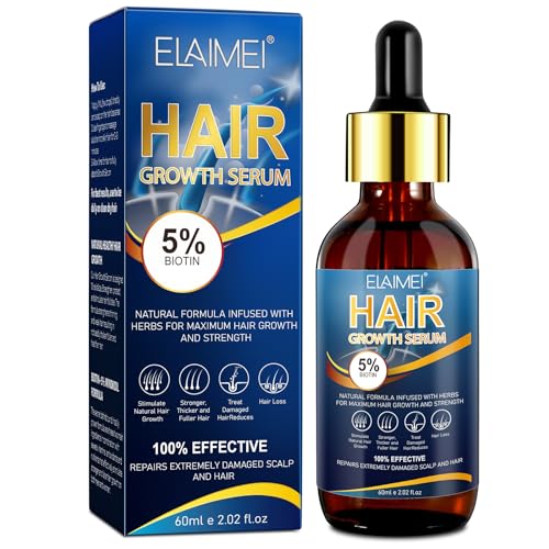 5% Haarwachstumsöl für Männer Frauen, Natural Hair Growth Oil, Haarwachstums Serum mit Biotin, Haarausfall Behandlungsöl für Dickeres, Längeres, Volleres Haar, 2.02 fl.oz von Valleylux