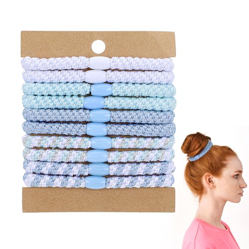 10 Stück Haargummis Mädchen, Haargummis Damen aus Naturkautschuk in Blau/Weiß/Mintgrün, Elastische Sanfte Haarbänder als Schmuckaccessoire Wünschenswert für Zöpfe Pferdeschwanz Sport & Alltag von ValueBargain