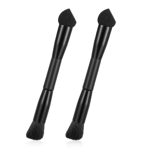 2 Pcs Haaransatz Kaschieren, Ansatzpuder Pinsel mit Concealer Brush, Haaransatz Schwammbürste für Männer & Frauen, Schwarz (Abdeckung von Haarwurzeln & Lücken) von ValueBargain