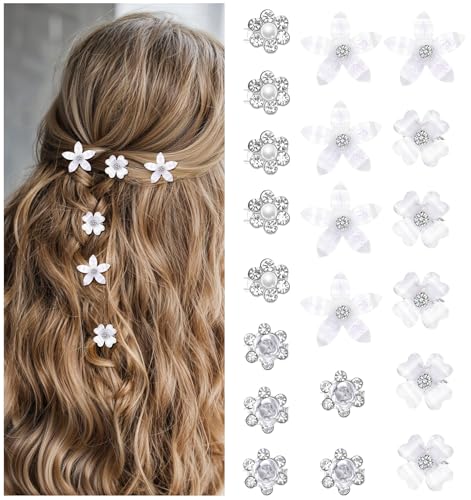 20er Set Haarschmuck Damen Blumen, Blumen für Haare mit 4 Blumenformen & Strasssteinen, ABS/Metall Haarklammern Feste Haltbarkeit für Hochzeit Schulball Haaraccessoires von ValueBargain