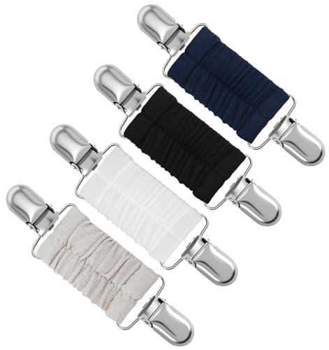 4 Stück Clips für Kleidung, Cardigan Clips Elastischer Clip für Pullover & Kleider, Retro Kragenclip mit 4 Farben, Praktische Clip for Hemden & Schals von ValueBargain