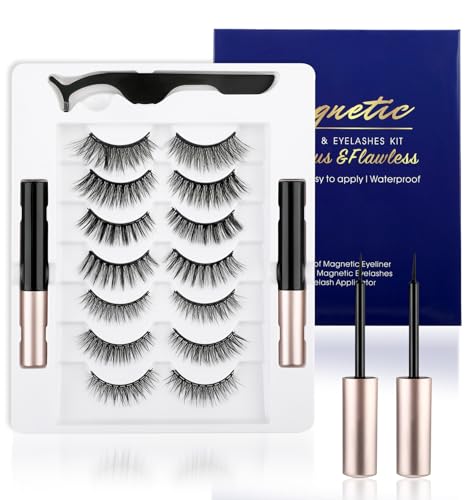 7 Paare Magnetische Lashes, Magnet Eyeliner mit Eyeliner Natürlich für Natürlichen Look Wiederverwendbar und Einfache Anwendung, Ideal für Alltag Party oder Besondere Anlässe von ValueBargain