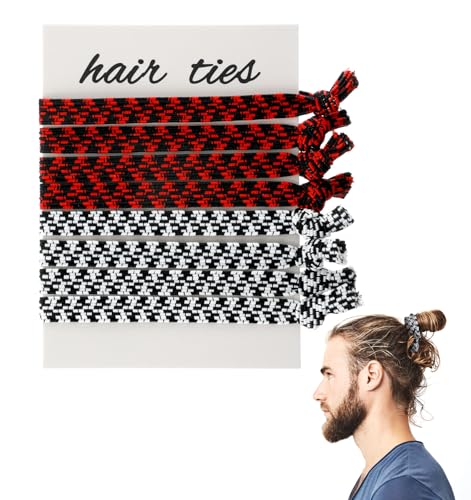 8 Stück Haargummi Herren, Geflochtene Haarband Herren für Dutts & Lockiges Haar, Elastisch & Faltenfrei, Dickes & Dichtes Haar (Schwarz-Weiß und Schwarz-Rot) von ValueBargain