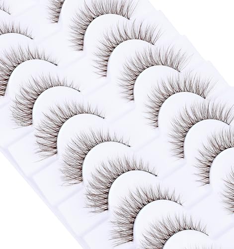 Brown Lash Strips, 10 Paar Brown Wispy Lashes, Natürliches Aussehen & Leichte Falsche Wimpern - Einfach zu verwenden für den täglichen Gebrauch, Frauen, Make-up-Anfänger von ValueBargain