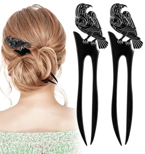 Hexen-Haar-Accessoires, 15,2 cm, U-förmige Wikingerhaar-Accessoires für Frauen und Mädchen, dicke lange Dutt-Frisur, Schwarz, 2 Stück von ValueBargain