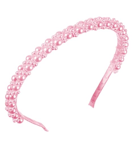 Perlen Haarreif Rosa, Haarreifen Rosa Handgefertigter Brautschmuck mit Handgefertigte Perlen & Elastischem Band Frei Größe für Brautjungfern & Festliche Anlässe von ValueBargain