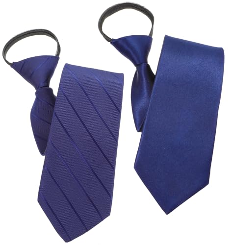 ValueBargain 2Pcs Krawatte Blau, Krawatten für Herren Blau Verstellbarer Reißverschluss, Blaue Krawatten Herren Das Wünschenswert Accessoire für Geschäftliche und Formelle Anlässe von ValueBargain