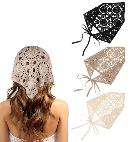 ValueBargain 3 Stück Kopftuch Damen, Hair Scarf Boho Dreieck Bandanas Elastisches Haarschal Sommer Kopfbedeckung für Frauen und Mädchen von ValueBargain