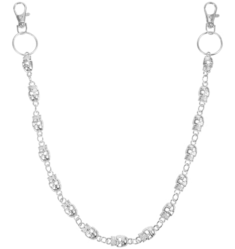 Wallet Chain, Schwere Hosen Kette aus Metall mit Totenkopf-Design, Anti-Diebstahl, Vintage Stil für Biker, Gothic Punk Modezubehör von ValueBargain