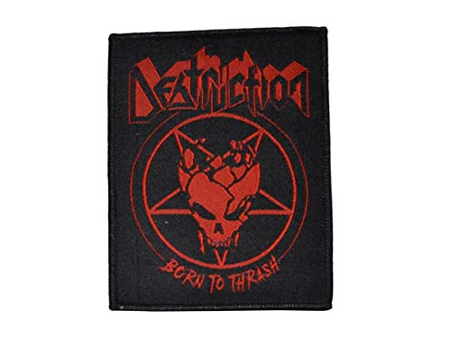 ValueMerch - DESTRUCTION Born To Thrash Pentagram - Aufnäher Patch, Schwarz, Rechteckig, 1 Stück, ca. 8 x 10 cm, Baumwolle (Cotton) oder Polyester, Heavy Metal, Musik von ValueMerch
