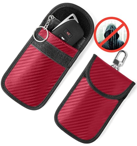 Vammcht Verbesserte Faraday-Tasche für Schlüsselanhänger (2 Stück), Premium-Faraday-Schlüsselanhänger-Schutz, RFID-Signalblockierung, Autosicherheitsschutz, Diebstahlschutztasche von Vammcht