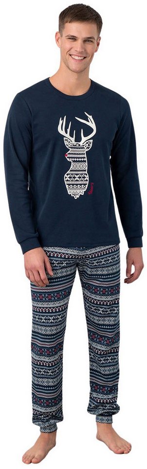 Vamp Schlafanzug UOMO di VAMP (Set, 2 tlg., Set) Herren Schlafanzug Pyjama Langarm Baumwolle Interlock von Vamp