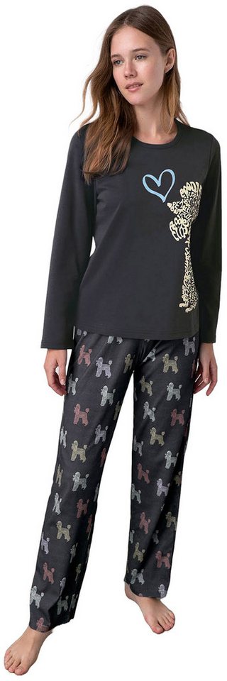 Vamp Schlafanzug VAMP lingerie (Set, 2 tlg., 2-teilig) Damen Schlafanzug lang 2-teilig Pyjama Baumwolle Poodle von Vamp