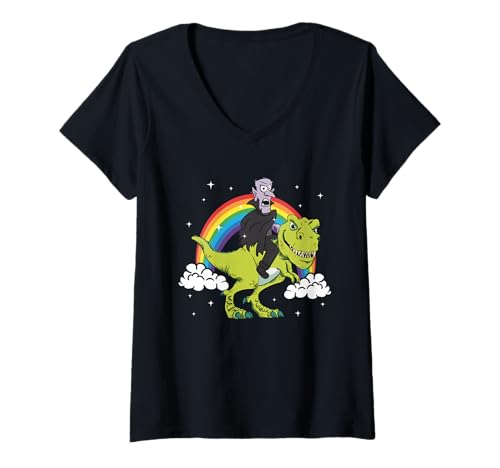 Damen Vampir Vampire Halloween Party Gruselig Tyrannosaurus T-Rex T-Shirt mit V-Ausschnitt Damen Vampir Vampire Halloween Party Gruselig Tyrannosaurus T-Rex T-Shirt mit V-Ausschnitt von Vampir Dino Aktion