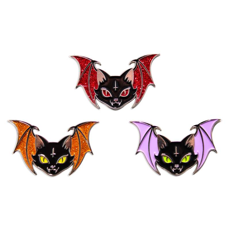 Vampurr Emaille Pin 3Er Pack | Vampir-Fledermaus-Katze Set von Vampirephilia