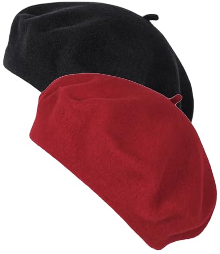 Van Der Rich ® - 2er-Set Französisches Barett - Damen (NRot, One Size) von Van Der Rich