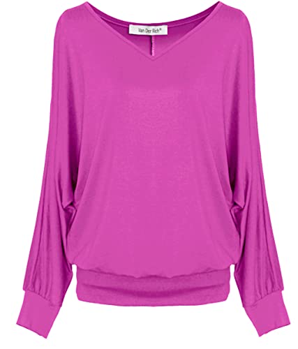 Van Der Rich ® - Basic Tops Bluse mit Langen Ärmeln - Damen (ML-Fuchsia, L) von Van Der Rich