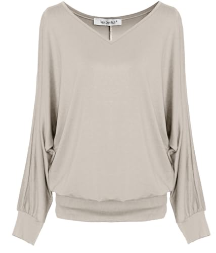 Van Der Rich ® - Basic Tops Bluse mit Langen Ärmeln - Damen (ML-Beige, XXL) von Van Der Rich