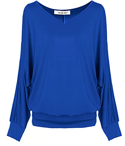 Van Der Rich ® - Basic Tops Bluse mit Langen Ärmeln - Damen (ML-Royalblaue, M) von Van Der Rich