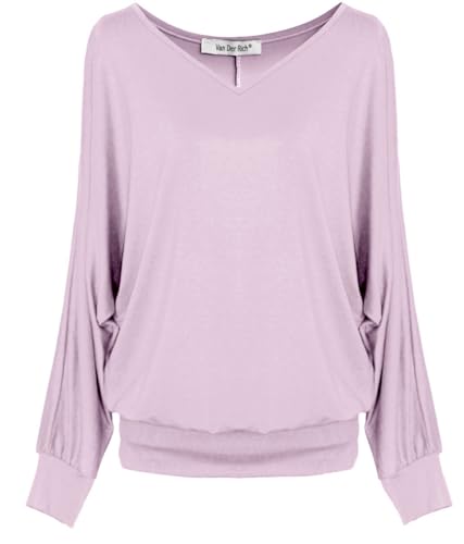Van Der Rich ® - Basic Tops Bluse mit Langen Ärmeln - Damen (ML-Rosa, M) von Van Der Rich
