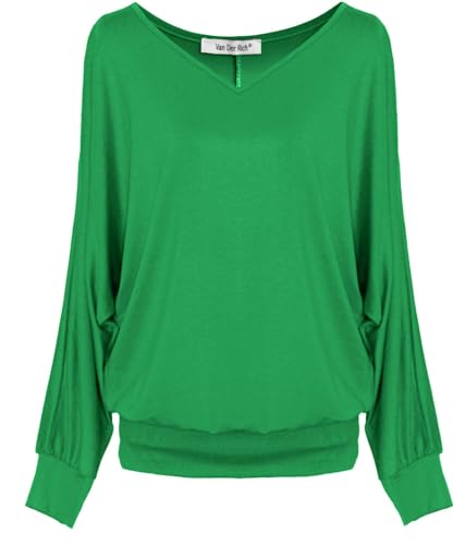 Van Der Rich ® - Basic Tops Bluse mit Langen Ärmeln - Damen (ML-Smaragdgrün, M) von Van Der Rich