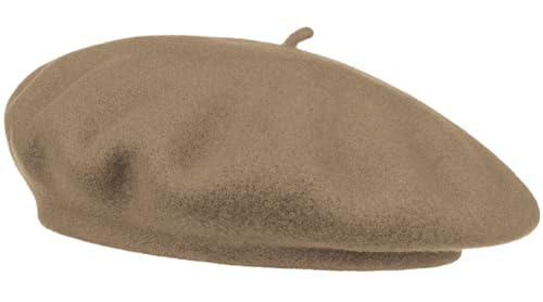 Van Der Rich ® - Baskenmütze (100% Wolle) Französisch Einfarbig - Damen (Braun352, One Size) von Van Der Rich