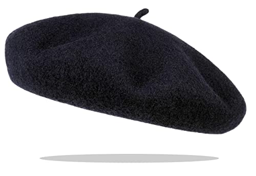 Van Der Rich ® - Baskenmütze Baske (100% Wolle) mit Innenfutter - Damen/Herren (Marine, T55) von Van Der Rich