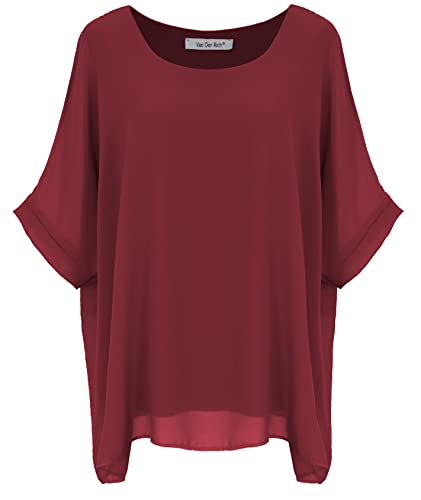 Van Der Rich ® - Bluse aus Mousseline mit Innenfutter - Damen (Bordeaux, L-XL) von Van Der Rich