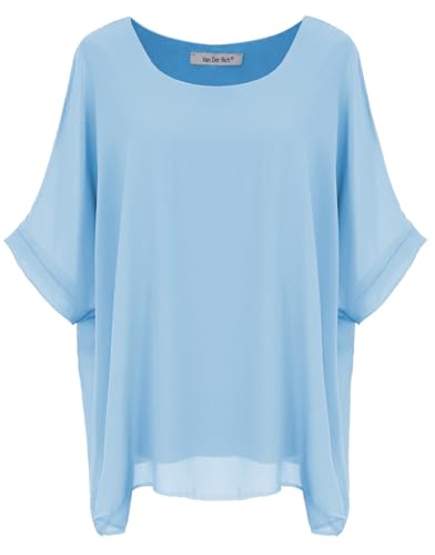 Van Der Rich ® - Bluse aus Mousseline mit Innenfutter - Damen (Himmelblau, L-XL) von Van Der Rich