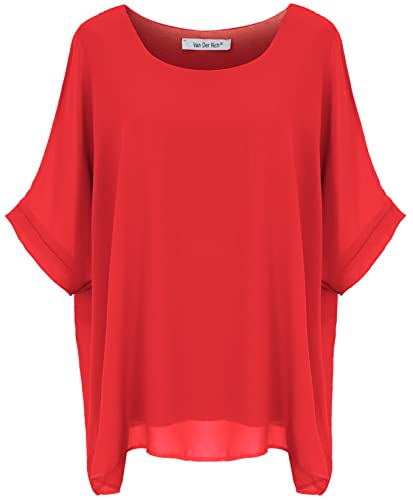 Van Der Rich ® - Bluse aus Mousseline mit Innenfutter - Damen (Rot, L-XL) von Van Der Rich