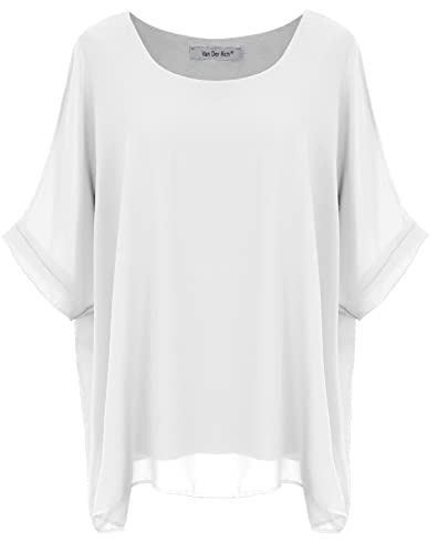 Van Der Rich ® - Bluse aus Mousseline mit Innenfutter - Damen (Weiß, L-XL) von Van Der Rich